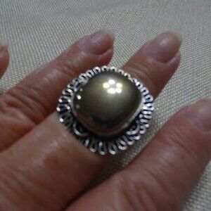 Unique APACHE PYRITE Handmade Sterling 925 Ring Size 9 #673C